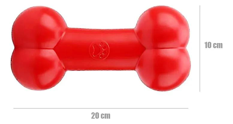 HUESO DE JUGUETE PARA PERRO RESISTENTE COLOR ROJO 20 CM - 1