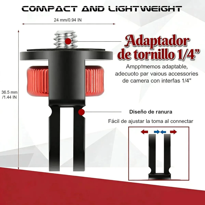 ADAPTADOR GIRATORIO 360 PARA CAMARAS DEPORTIVAS Y TRIPODES - 2