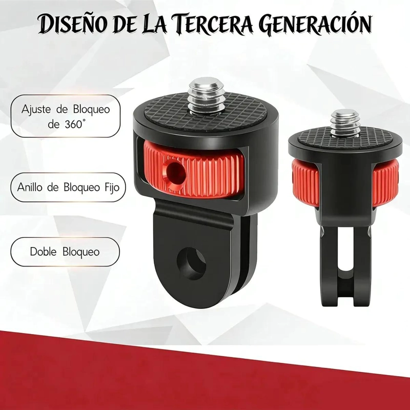 ADAPTADOR GIRATORIO 360 PARA CAMARAS DEPORTIVAS Y TRIPODES - 3