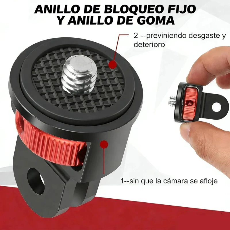 ADAPTADOR GIRATORIO 360 PARA CAMARAS DEPORTIVAS Y TRIPODES - 4