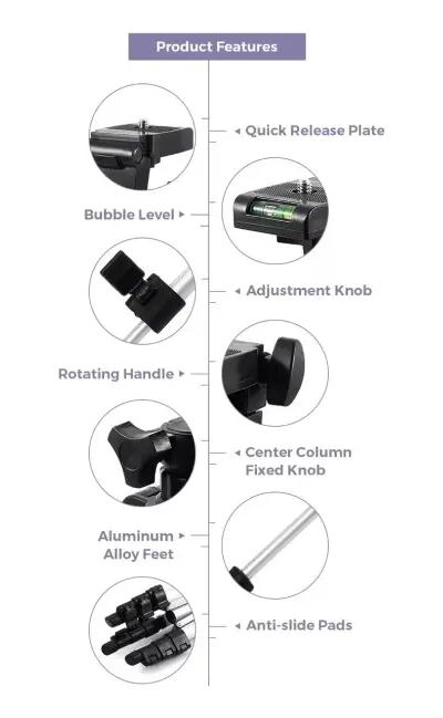 TRIPODE TELESCOPICO AJUSTABLE PARA CAMARAS Y CELULARES - 6