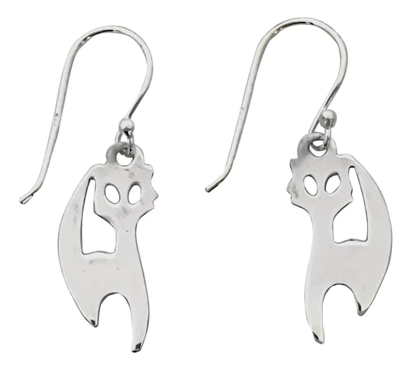 AROS COLGANTES EN FORMA DE GATO DE PLATA FINA 925 - 1