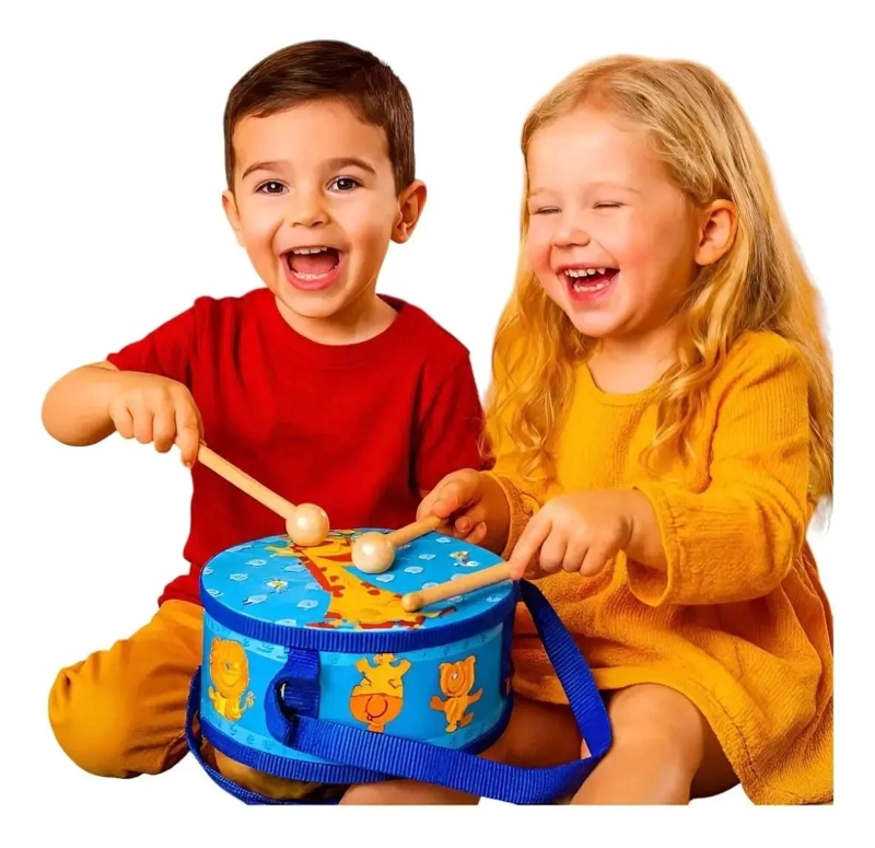TAMBOR MUSICAL DE MADERA PARA NIÑOS, JUGUETE EDUCATIVO - 1