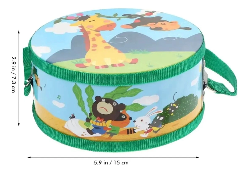 TAMBOR MUSICAL DE MADERA PARA NIÑOS, JUGUETE EDUCATIVO - 2
