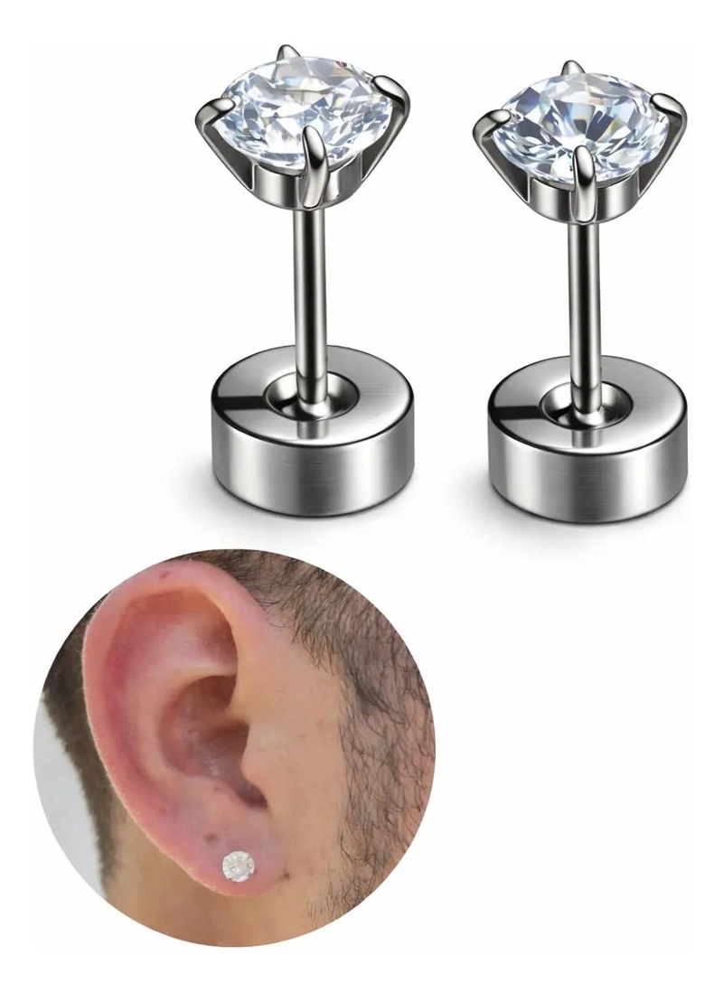 AROS DE ACERO INOXIDABLE CON CIRCON DE 6 MM PARA USO DIARIO - 1
