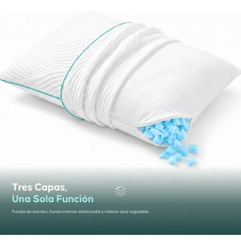 ALMOHADA CERVICAL AJUSTABLE DE BAMBU Y MEMORY FOAM - 4