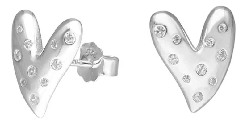AROS DE CORAZON EN PLATA 925 CON DISEÑO CHUNKY - 1