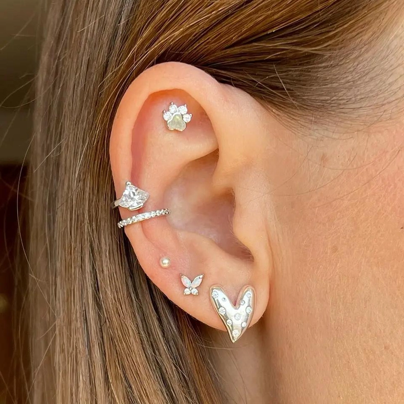 AROS DE CORAZON EN PLATA 925 CON DISEÑO CHUNKY - 2