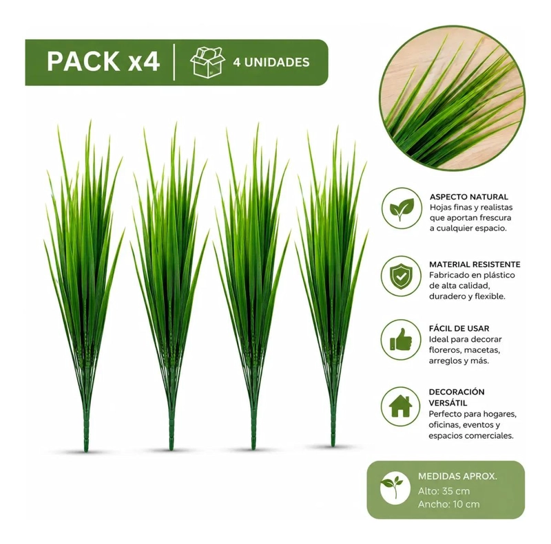 PACK DE 4 HIERBAS ARTIFICIALES PARA DECORACION DE ESPACIOS - 4