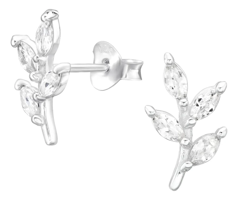 AROS DE PLATA 925 CON DISEÑO DE HOJAS PARA NIÑA Y MUJER - 1