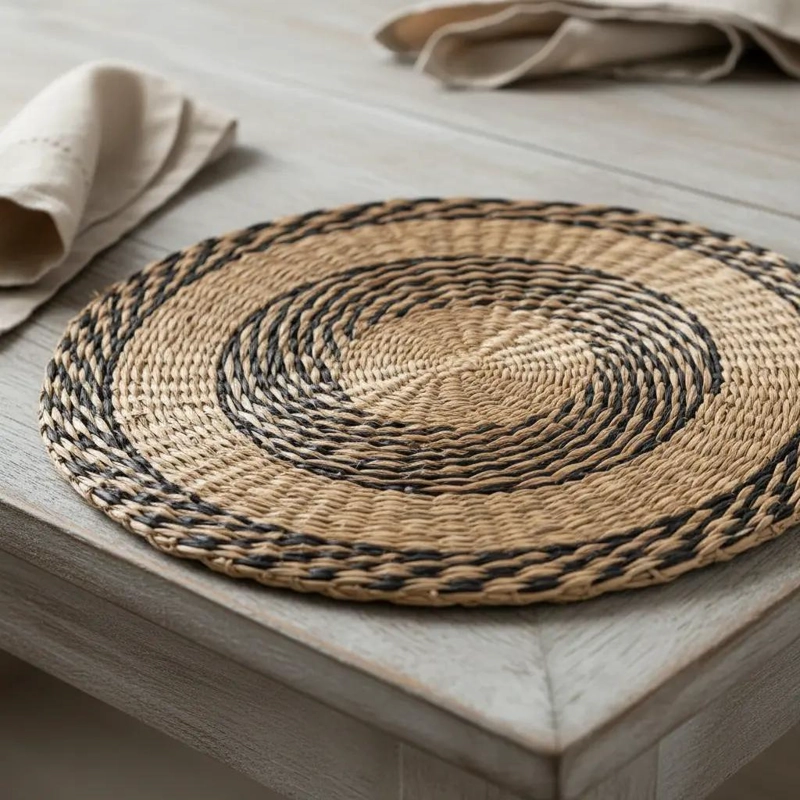 INDIVIDUAL REDONDO DE BAMBU NEGRO PARA MESA - 1