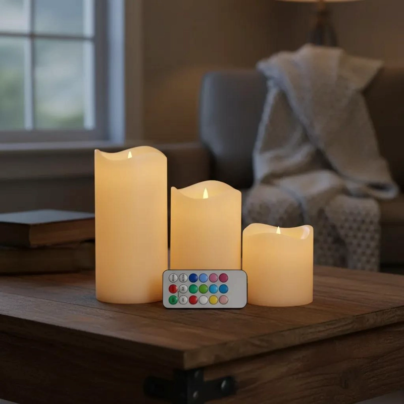 PACK DE 3 VELAS LED MULTICOLORES CON CONTROL REMOTO - 1