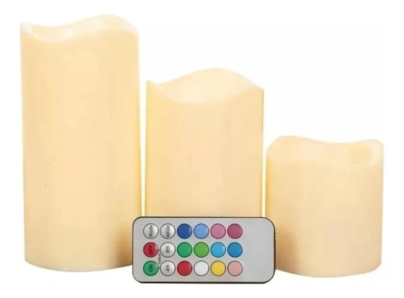 PACK DE 3 VELAS LED MULTICOLORES CON CONTROL REMOTO - 2