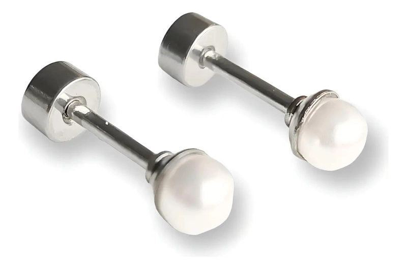 AROS DE PERLAS 4MM HIPOALERGE NICOS PARA PIERCING HELIX - 1
