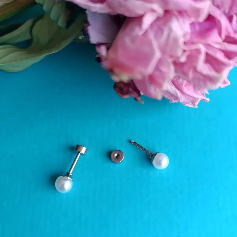 AROS DE PERLAS 4MM HIPOALERGE NICOS PARA PIERCING HELIX - 4