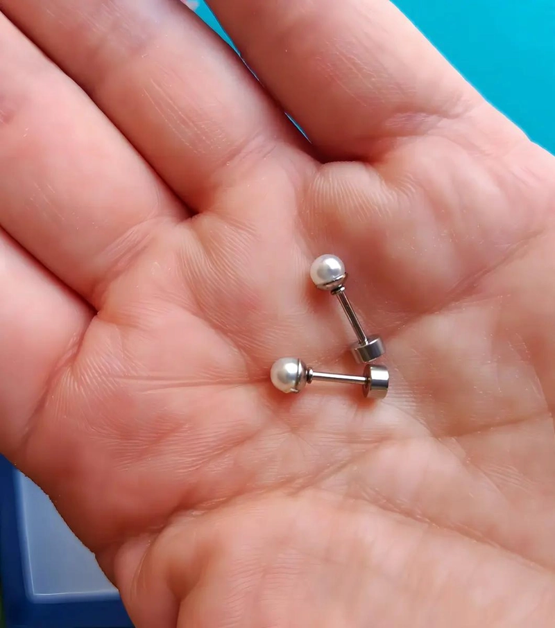 AROS DE PERLAS 4MM HIPOALERGE NICOS PARA PIERCING HELIX - 5