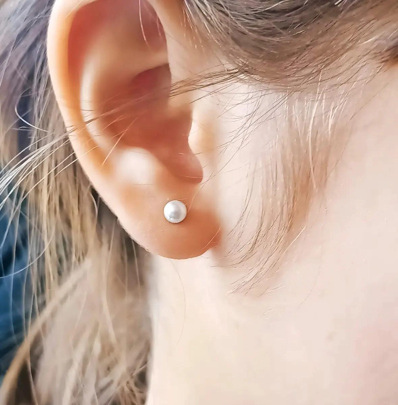 AROS DE PERLAS 4MM HIPOALERGE NICOS PARA PIERCING HELIX - 6