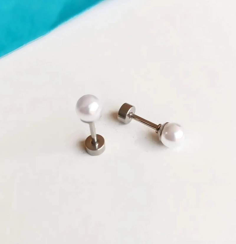 AROS DE PERLAS 4MM HIPOALERGE NICOS PARA PIERCING HELIX - 7