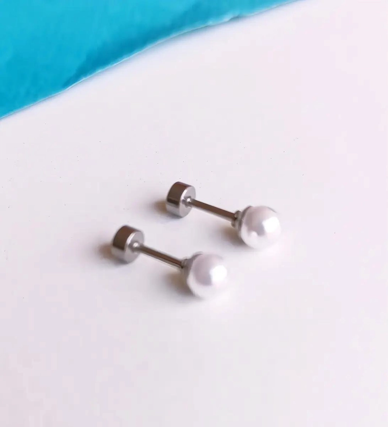 AROS DE PERLAS 4MM HIPOALERGE NICOS PARA PIERCING HELIX - 8