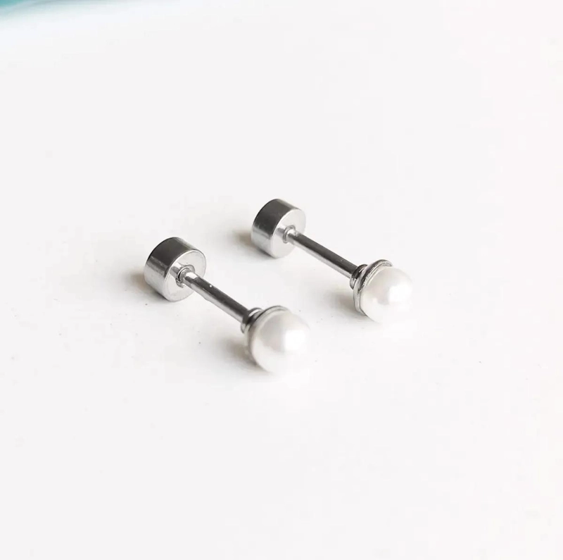 AROS DE PERLAS 4MM HIPOALERGE NICOS PARA PIERCING HELIX - 9
