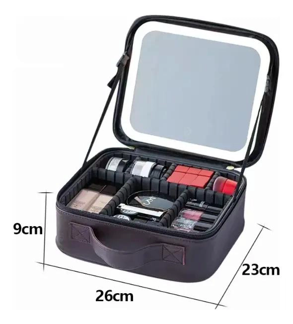 BOLSO ORGANIZADOR DE VIAJE PARA MAQUILLAJE CON ESPEJO LED - 2