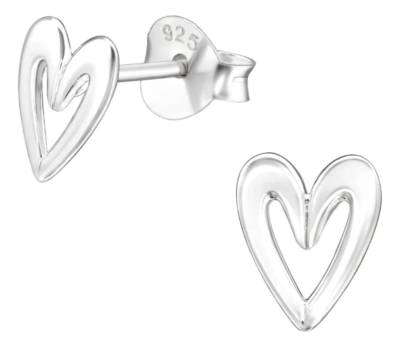 PENDIENTES DE PLATA EN FORMA DE CORAZON ABIERTO DE 7 MM - 2