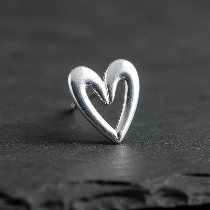 PENDIENTES DE PLATA EN FORMA DE CORAZON ABIERTO DE 7 MM - 4