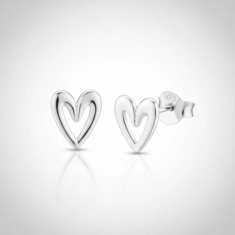 PENDIENTES DE PLATA EN FORMA DE CORAZON ABIERTO DE 7 MM - 5
