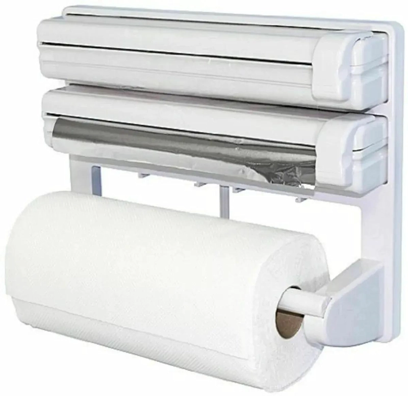 DISPENSADOR TRIPLE PARA ROLLO DE TOALLA Y FILM DE COCINA - 3
