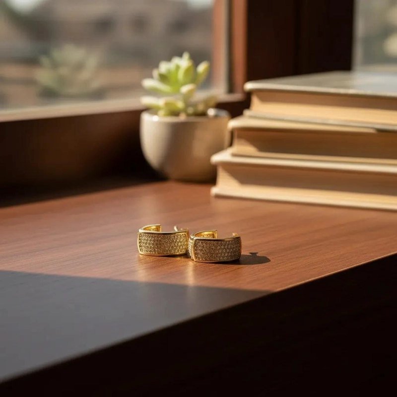 AROS DE MUJER EN ORO LAMINADO 14K CON ACABADO BRILLANTE - 1