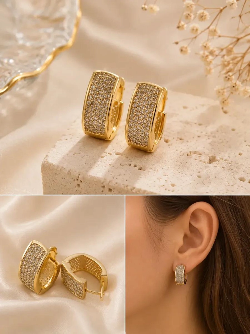 AROS DE MUJER EN ORO LAMINADO 14K CON ACABADO BRILLANTE - 2
