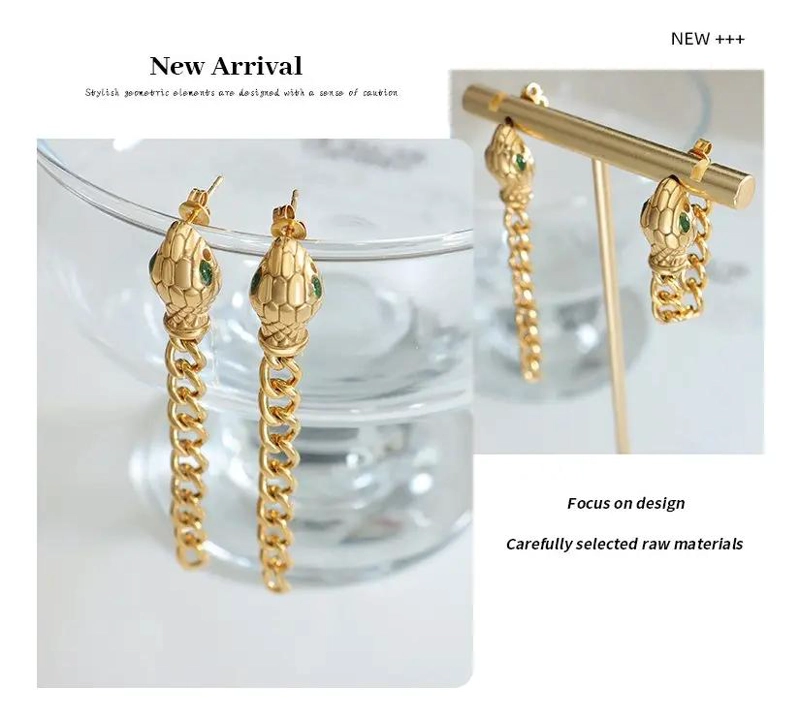 AROS ELEGANTES BAÑADOS EN ORO 18K DISEÑO SERPIENTE - 2