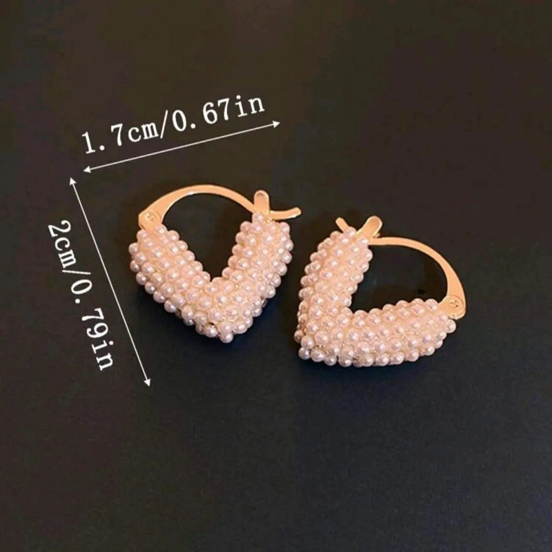 AROS DE CORAZON CON PERLAS ELEGANTES EN ORO 18K - 7