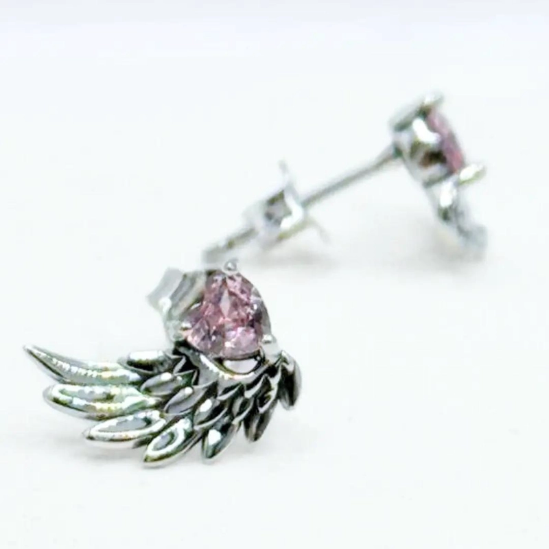 AROS DE PLATA 925 CON CORAZON DE CIRCONITA ROSA PARA NIÑA - 2