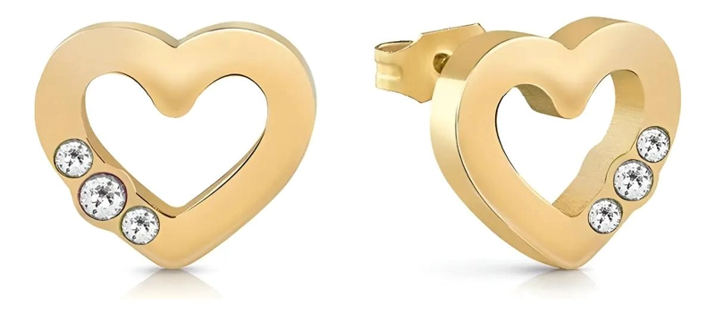 PENDIENTES DE ARO DORADOS CON DISEÑO DE CORAZON - 1