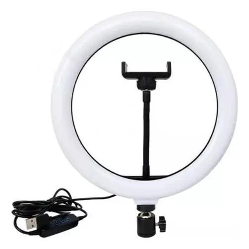 LAMPARA RING LIGHT 10 PULGADAS CON LUZ FRIA Y CALIDA - 1