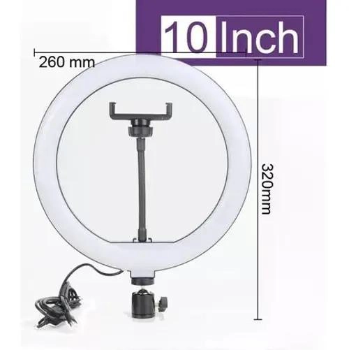LAMPARA RING LIGHT 10 PULGADAS CON LUZ FRIA Y CALIDA - 2