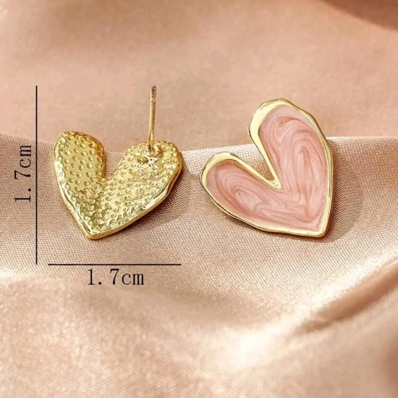 AROS ELEGANTES DE CORAZON NACARADO CON BAÑO DE ORO 18K - 5