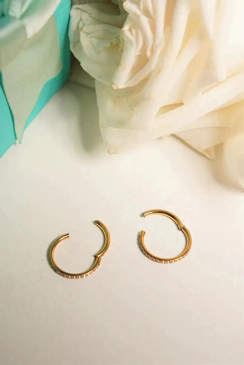 ARGOLLAS DE PIERCING DE TITANIO CON ZIRCONIA DORADA 10MM - 6