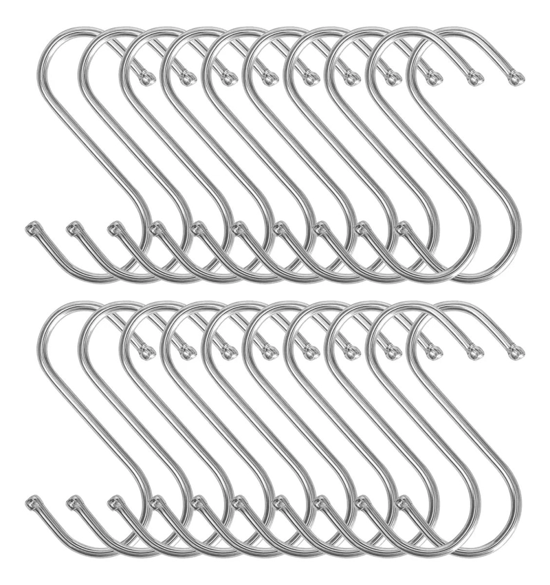 PAQUETE DE 20 GANCHOS EN FORMA DE S DE ACERO INOXIDABLE DE 9 CM - 1
