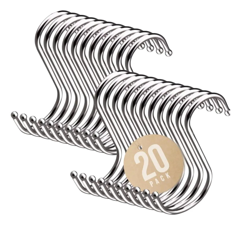 PAQUETE DE 20 GANCHOS S DE 9 CM PARA ALMACENAMIENTO VERSATIL - 1