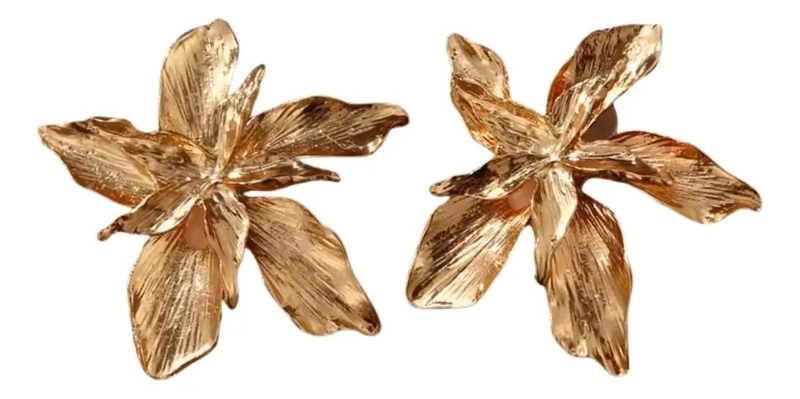AROS DORADOS FLOR BOHO DE ACERO INOXIDABLE DE 3.8 CM - 1