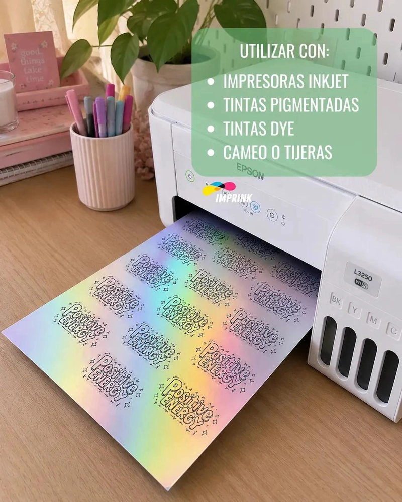 VINILO ADHESIVO HOLOGRAFICO A4 PARA IMPRESION CREATIVA - 2