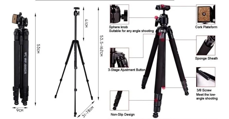 TRIPODE FOTOGRAFICO LIVIANO CON CABEZAL DE BOLA - 2