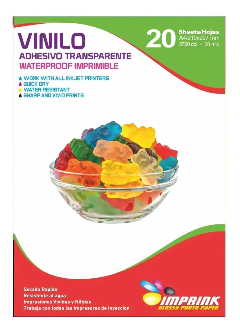 VINILO ADHESIVO TRANSPARENTE A4 PARA IMPRESION DE ALTA CALIDAD - 1