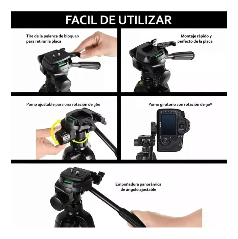 TRIPODE TELESCOPICO PROFESIONAL PARA CAMARAS Y SMARTPHONES - 10