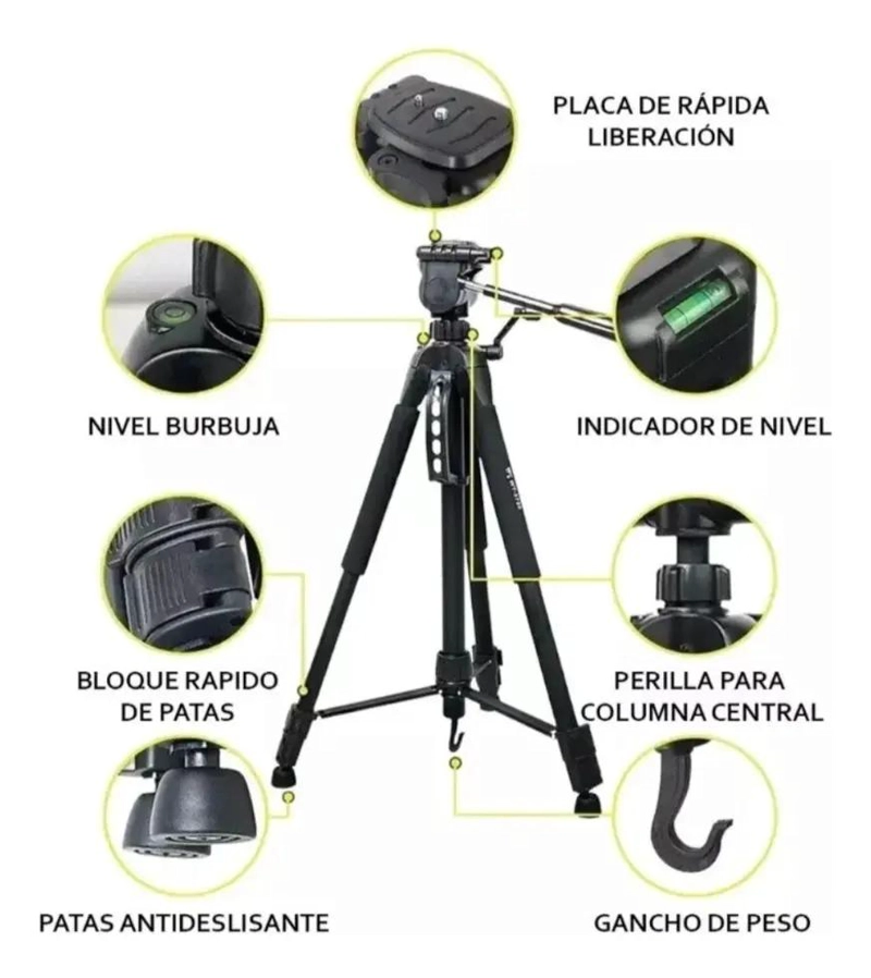 TRIPODE TELESCOPICO PROFESIONAL PARA CAMARAS Y SMARTPHONES - 9