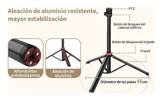 TRIPODE EXTENSIBLE DE ALUMINIO PARA FOTOGRAFIA Y VIDEO - 8