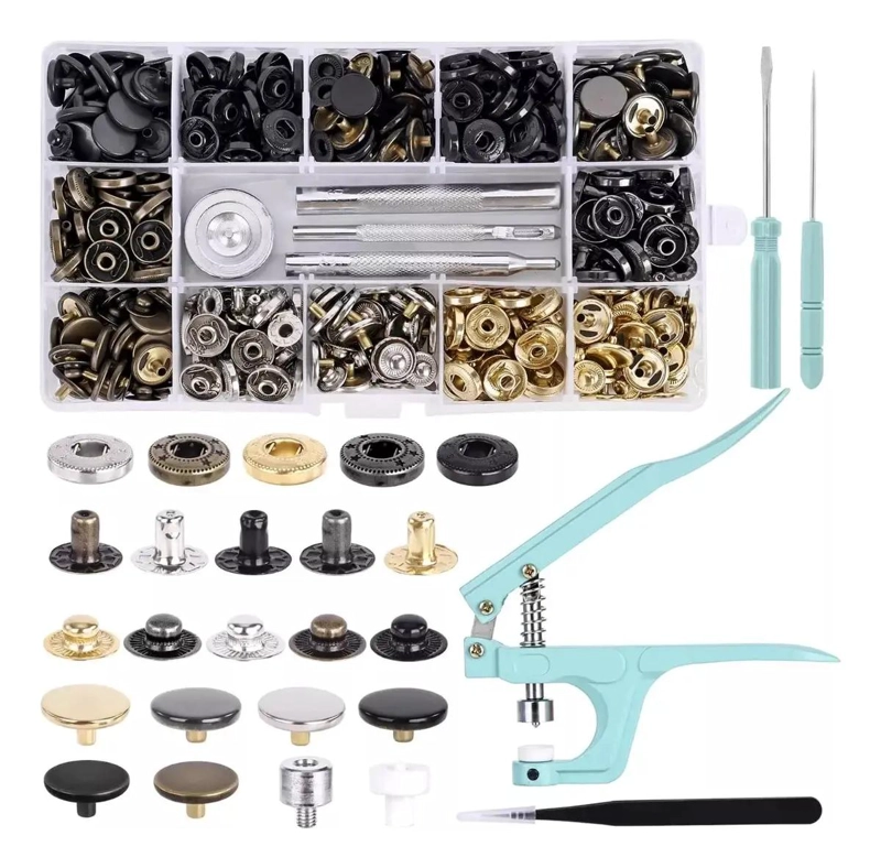 KIT DE BROCHES A PRESION CON HERRAMIENTAS Y 120 JUEGOS DE CIERRES - 10
