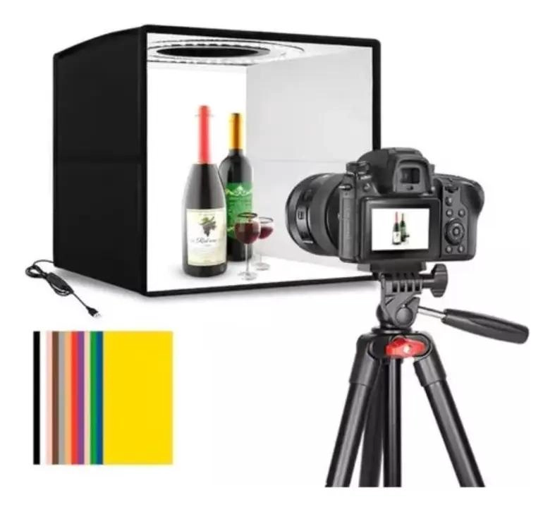 ESTUDIO FOTOGRAFICO COMPACTO CON LUZ LED Y FONDOS VARIADOS - 1